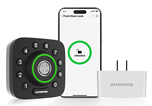 Smart Lock, ULTRALOQ U-Bolt Pro + Bridge WiFi Adaptor, 6-in-1 Keyless Entry Door Lock with App,...