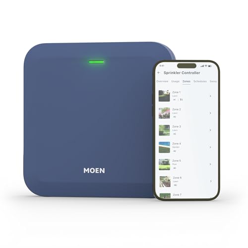 Moen 16-Zone Smart Sprinkler Controller, Wi-Fi Connectible Smart Irrigation System with Automatic...