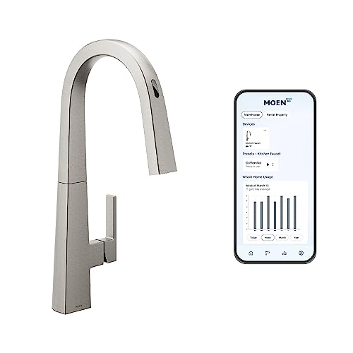 Moen Nio Spot Resist Stainless Contemporary Smart Faucet Touchless Pull Down Sprayer Kitchen Faucet...