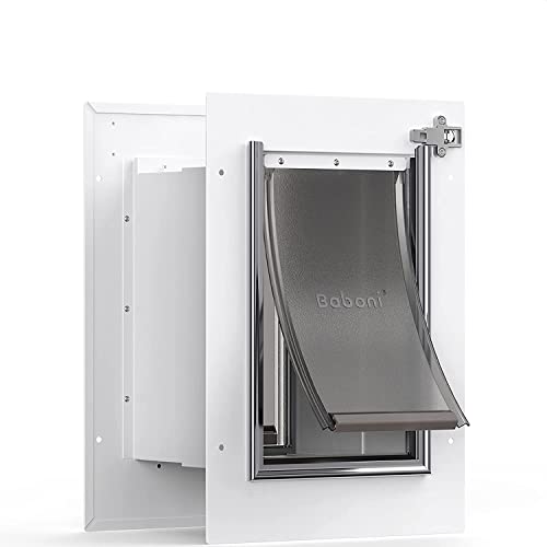 Baboni Pet Door for Wall, Steel Frame and Telescoping Tunnel, Aluminum Lock, Double Flap Dog Door...
