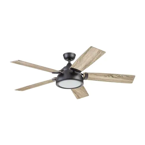 Prominence Home Potomac, 52 Inch Industrial Style Smart Ceiling Fan with Light, Remote Control, Dual...