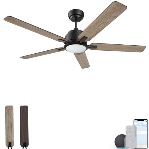 52“ Smart Ceiling Fan With Light, Low Profile With 10 Speeds, Silent DC Motor, Farmhouse Ceiling...