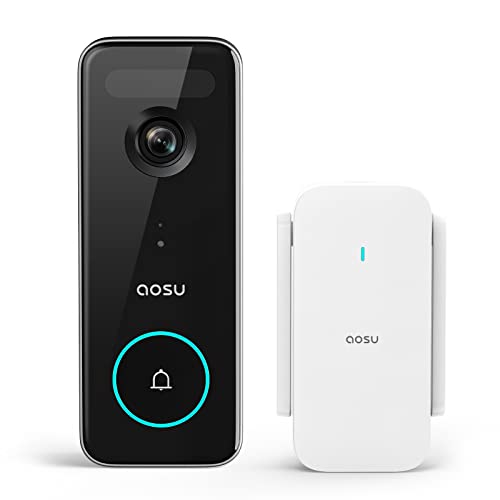 AOSU Doorbell Camera Wireless, 5MP Ultra HD, No Monthly Fee, 2.4/5 GHz WiFi Video Doorbell with...