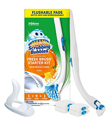 Scrubbing Bubbles Fresh Brush Toilet Bowl Cleaning System Starter Kit, Stain Removing, Citrus Action...