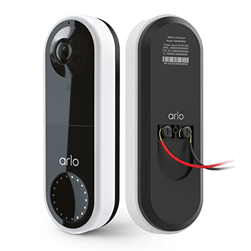 Arlo Essential Wired Video Doorbell - HD Video, 180° View, Night Vision, 2 Way Audio, DIY...