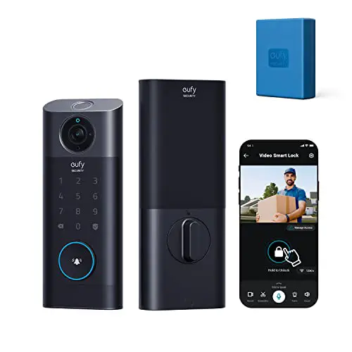 eufy Security S330 Video Smart Lock, 3-in-1 Camera+Doorbell+Fingerprint Keyless Entry Door Lock,...