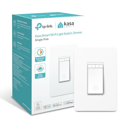 Kasa Smart Dimmer Switch HS220, Single Pole, Needs Neutral Wire, 2.4GHz Wi-Fi Light Switch Works...