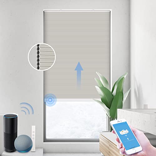THIRDREALITY ZigBee Smart Blind, Motorized Blackout Window Shades with Remote, Cordless Honeycomb...