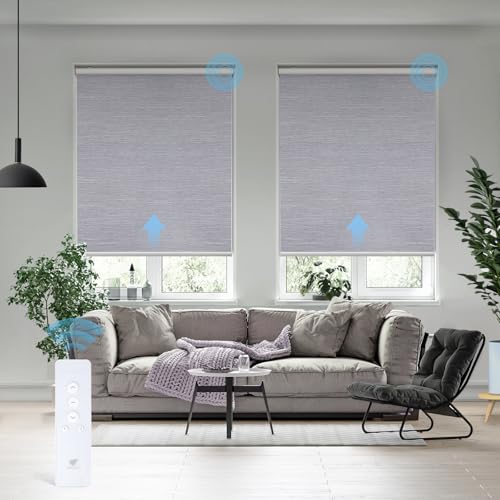 SmartWings Motorized Roller Shade Work with HomeKit, 100% Blackout Auto Window Blinds, Smart Home...