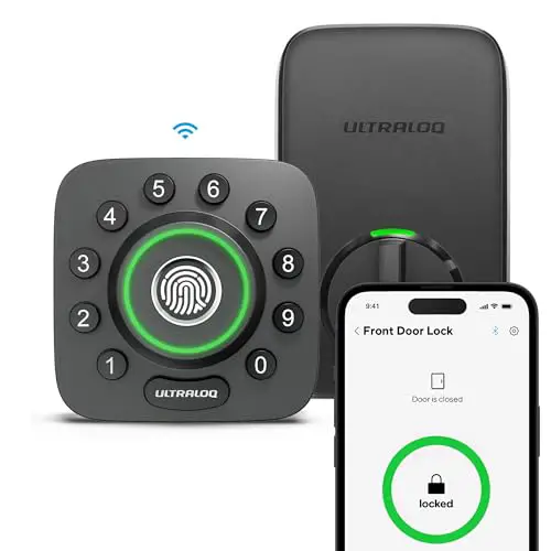 ULTRALOQ U-Bolt Pro Smart Lock with Door Sensor, 6-in-1 Keyless Entry Door Lock with Built-in WiFi,...