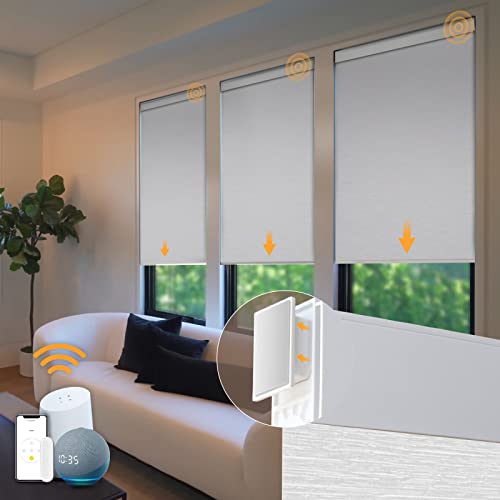 Motorized Blinds No Drill Automatic Blinds for Windows Cordless Roller Shades Electric Blinds with...