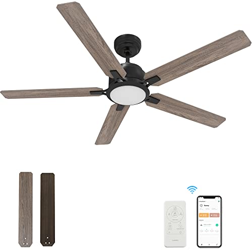 52“ Smart Ceiling Fan With Light, Low Profile With 10 Speeds, Silent DC Motor, Farmhouse Ceiling...