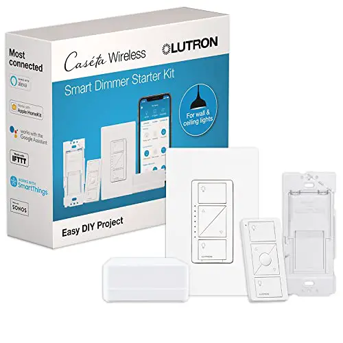 Lutron Caseta Smart Lighting Dimmer Switch Starter Kit with Caseta Smart Hub and Pico Bracket |...