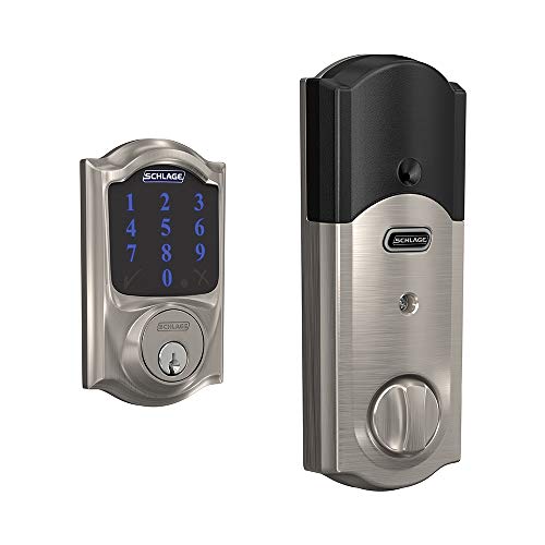 SCHLAGE BE469ZP CAM 619 Connect Smart Deadbolt with alarm with Camelot Trim in Satin Nickel, Z-Wave...