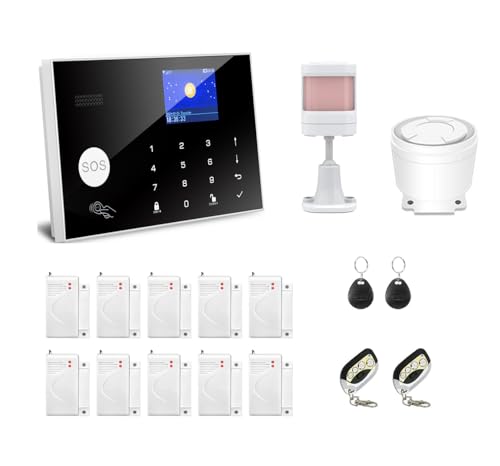 WiFi and GSM 17-Piece kit, Wireless Home Security Alarm System, Door/Window Sensor Entry Sensors...