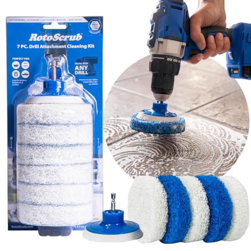 RotoScrub 7 Pack Multi-Purpose Drill Brush Kit for Cleaning Bathrooms, Showers, Tubs, Tile, Floors,...