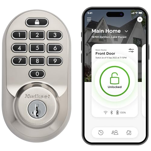 Kwikset Halo Wi-Fi Smart Lock, Keyless Entry Door Deadbolt, Geofence Auto-Unlock, Grade AAA...