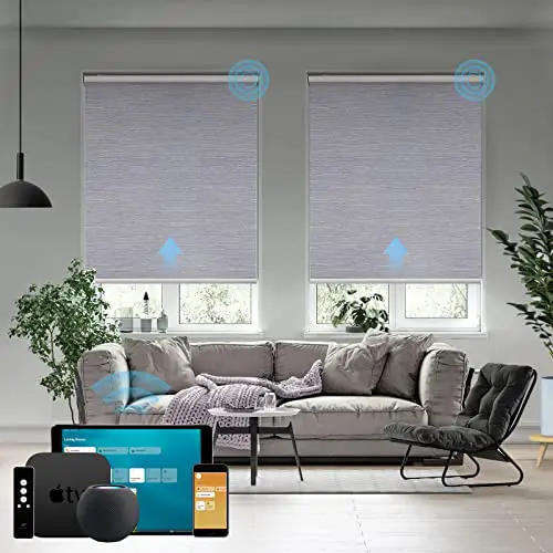 SmartWings Motorized Roller Shade Work with HomeKit, 100% Blackout Auto Window Blinds, Smart Home...
