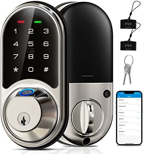 Veise Smart Lock, Fingerprint Door Lock, 7-in-1 Keyless Entry Door Lock with App Control, Electronic...